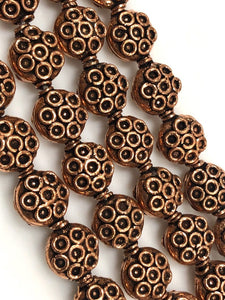 Solid Copper Bali Style Spacer Beads, Copper Beads 10 Pcs