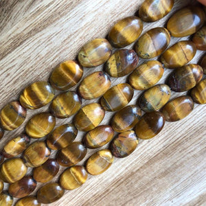 Natural Tiger Eye Smooth Beads, Tiger Eye 8x10 mm Oval Shape Beads