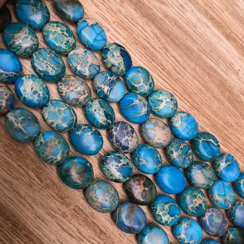 Natural Blue Imperial Jasper Beads, Jasper 8x10 mm Faceted Oval Shape Beads