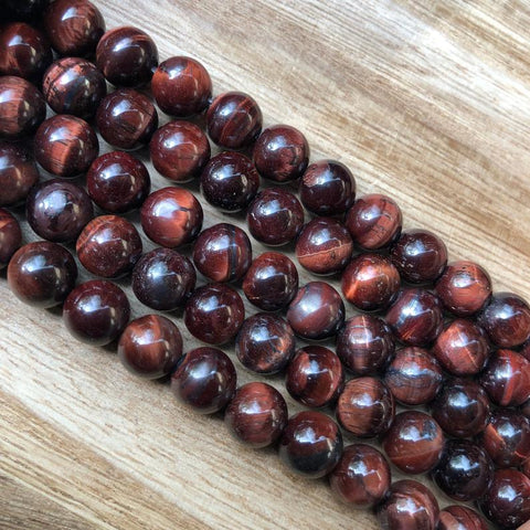 Natural Hawlite Red Tiger Eye Beads, Tiger Eye 7 mm Smooth Round Shape Beads