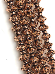 Solid Copper Bali Style Spacer Beads, Handmade Copper Cap 50 Pcs