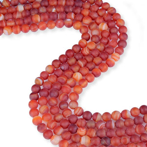 Natural Frosted Orange Agate Beads, Agate Smooth 8 mm Beads, Agate Round Shape Beads