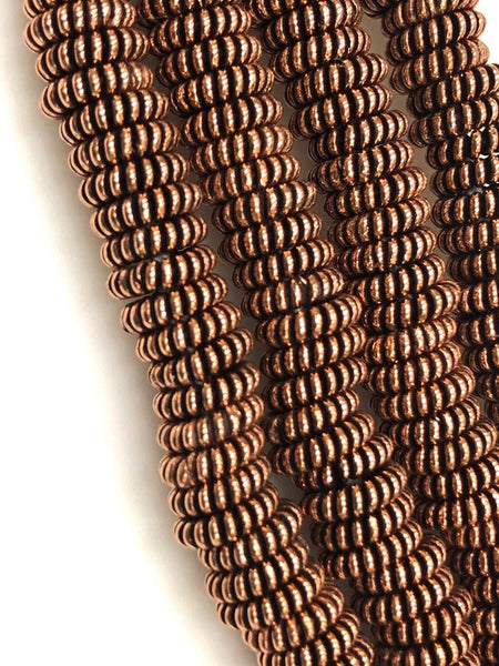 Solid Copper Bali Style Spacer Beads, Copper Rondelle Beads 50 Pcs