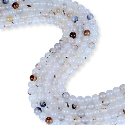 Natural White Spotted Agate Beads, Agate Round Shape Beads, 8 mm Agate Smooth Beads