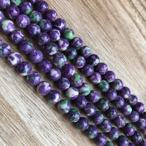 Natural Purple Rain Jasper Beads, Jasper Round Shape 6 mm Beads
