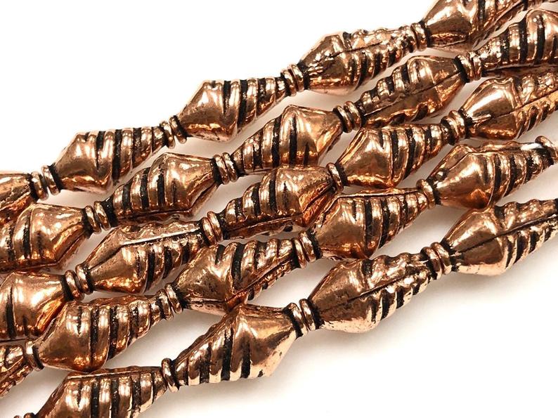 Solid Copper Bali Style Spacer Beads, Copper Beads 25 Pcs