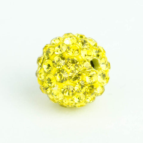 Crystal Pave Beads 10 mm Yellow