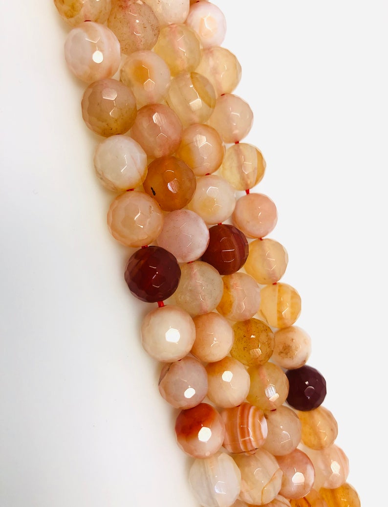 Natural orange Agate Beads, Round Shape 10 mm Agate Beads, Agate Smooth Beads