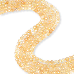 Natural Citrine Beads, Citrine 6 mm Faceted Beads, Round Shape Citrine Beads