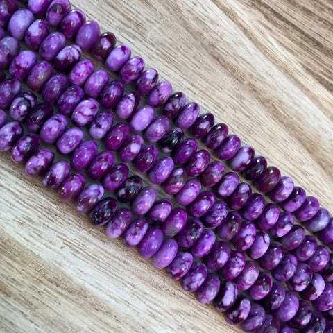 Natural Sugilite Roundelle Beads, Sugilite 8 mm Full Strand Beads