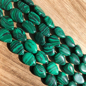 Malachite Beads, Malachite Smooth Beads, Malachite Pear Shape 14x10 mm Beads