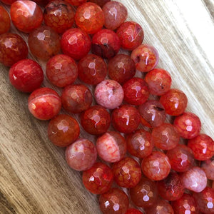 Natural Orange Agate Beads, Agate 12 mm Round Shape Faceted Beads