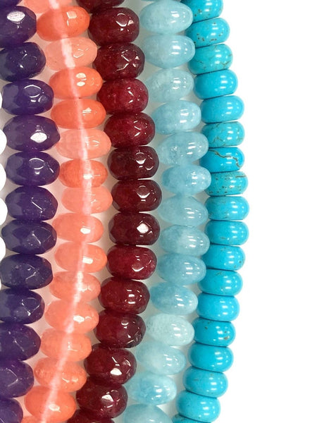 Natural Multi Gemstone Beads, Multi Stone Rondelle Beads, Multi Color 8mm Beads