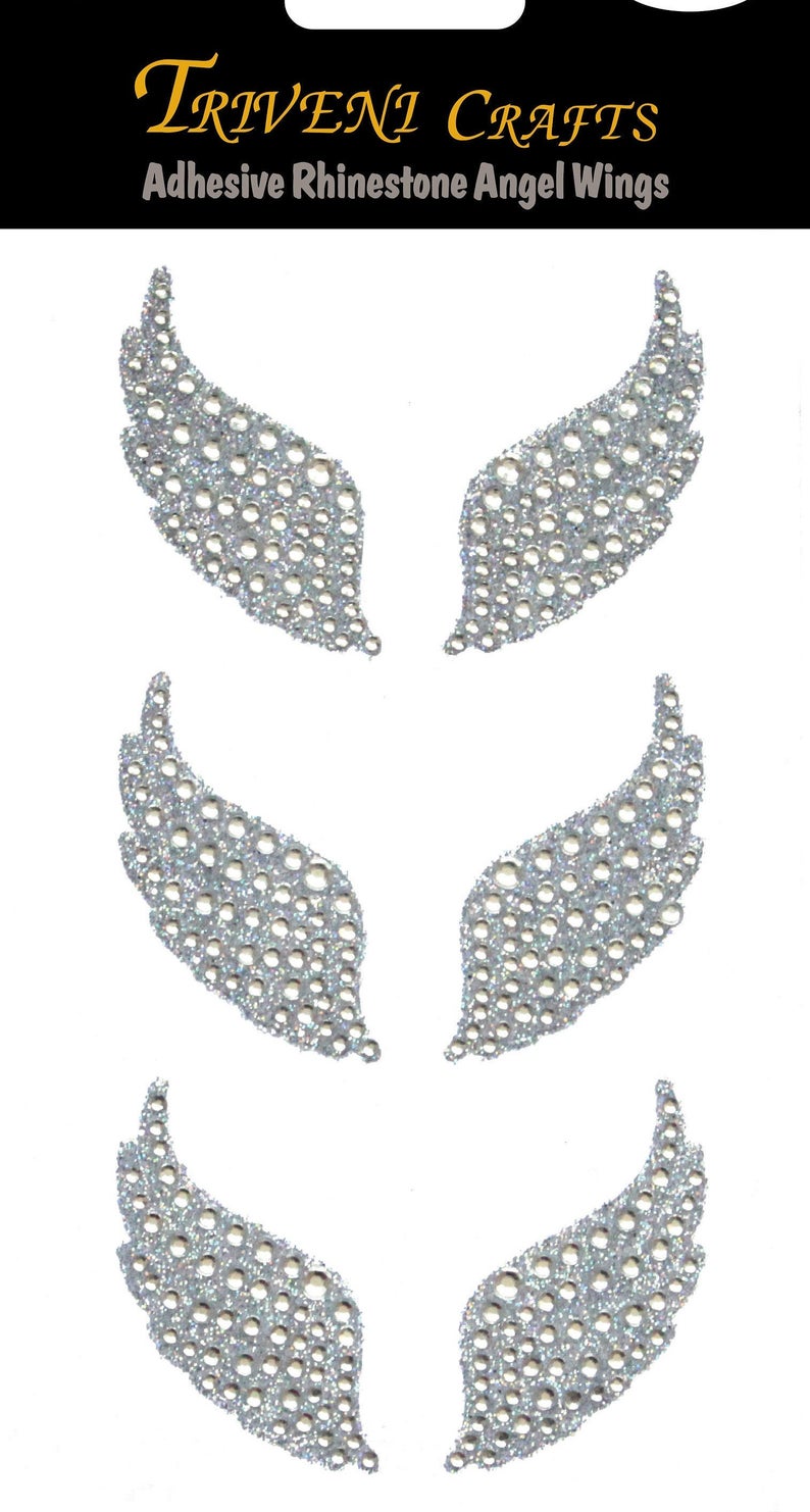 Rhinestone Stickers, Adhesive Angle Wings Shape Rhinestone Stickers