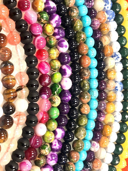 Natural Multi Gemstone Beads, Multi Stone Round Beads, Multi Color 6mm Beads
