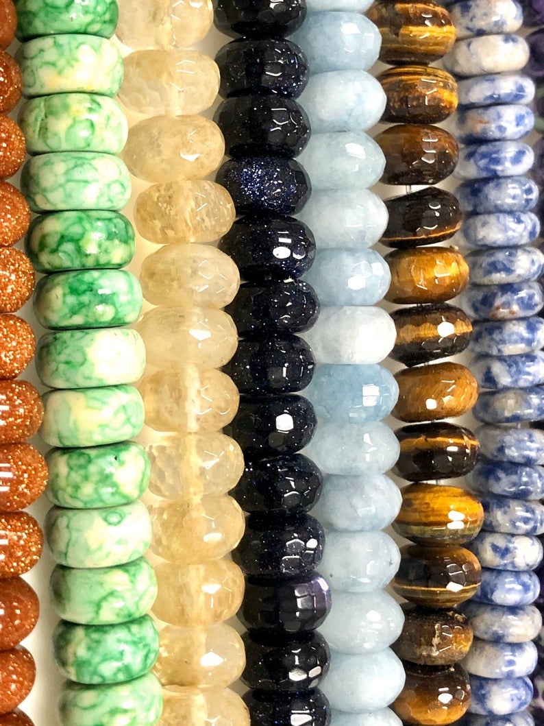 Natural Multi Gemstone Beads, Multi Stone Rondelle Beads, Multi Color 10mm Beads