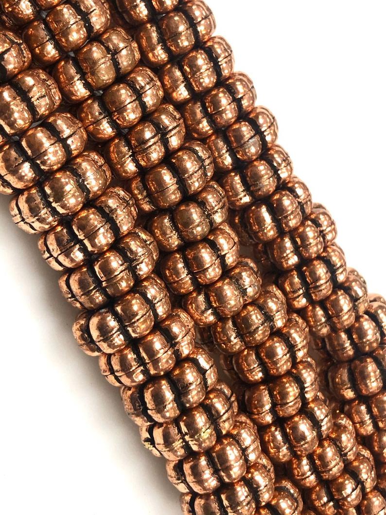 Handmade Solid Copper Bali Style Daisy Spacer Beads, Copper Beads 25 Pcs