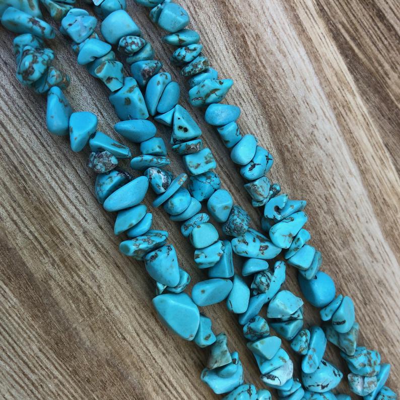 Natural Hawlite Turquoise Beads, Turquoise Smooth Chips Shape Beads