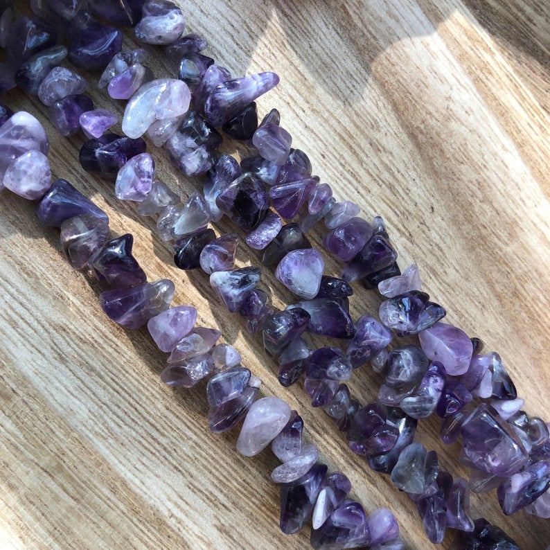 Natural Amethyst Beads, Amethyst Chips Smooth Beads