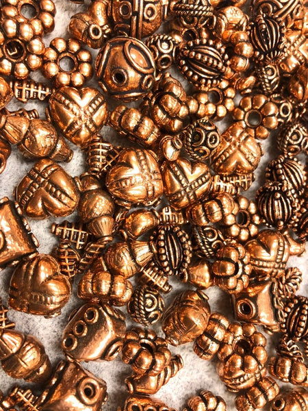 Handmade Solid Copper Bali Style Large Spacer Beads, Spacer Beads Lot 1.2 Lbs