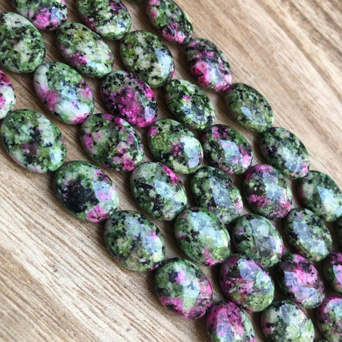 Synthetic Ruby Zoisite Oval Shape Beads, Ruby Zoisite 10x14 mm Beads