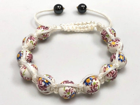 Ceramic Porcelain Shamballa Bracelet With Hematite beads 10mm