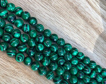 Synthetic Malachite Beads, Malachite Round Shape 6 mm , 8 mm Beads