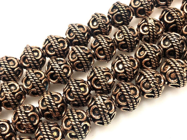Solid Copper Bali Style Spacer Beads, Copper Beads 25 pcs 10mm