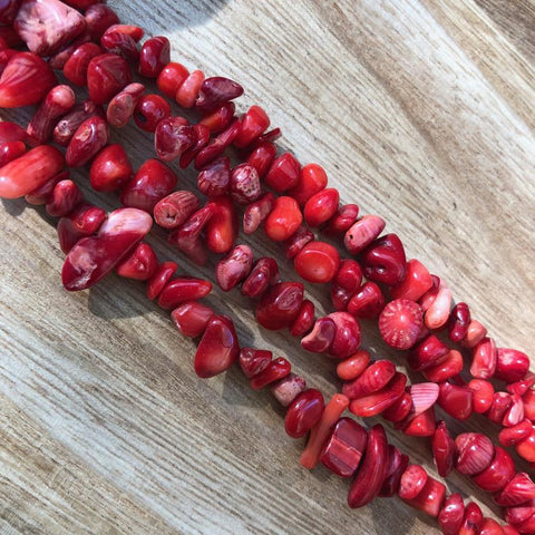 Natural Red Coral Smooth Beads, Red Coral Chips Beads
