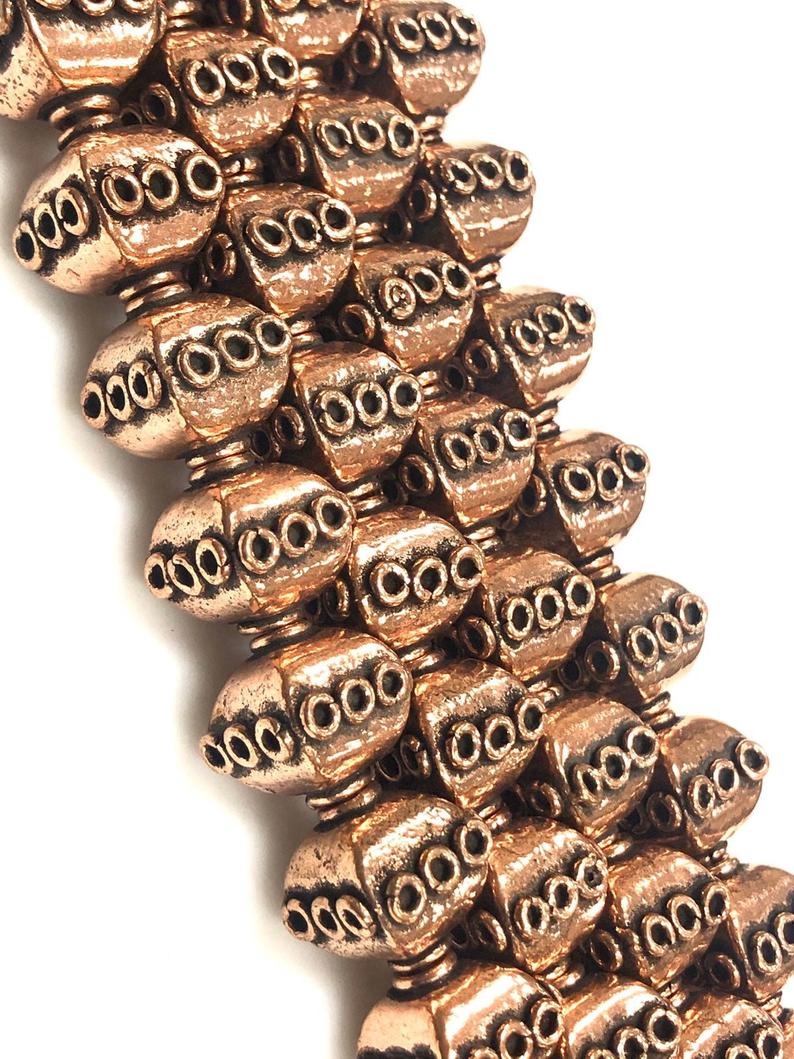 Handmade Solid Copper Bali Style Spacer Beads, Copper Beads 25 pcs