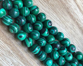 Synthetic Malachite Beads, Malachite Round Shape 6 mm , 8 mm Beads