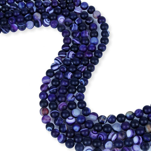 Natural Frosted Purple Agate Beads, Agate Round Shape Beads, 8 mm Smooth Agate Beads