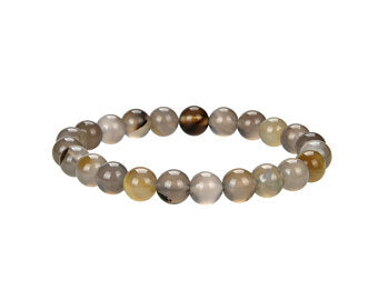 Natural Multi-Color Stripped Agate Beaded Bracelet, Agate 8 mm Round Beaded Bracelet