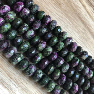 Synthetic Ruby Zoisite Roundelle Shape Beads, Zoisite 10 mm Beads