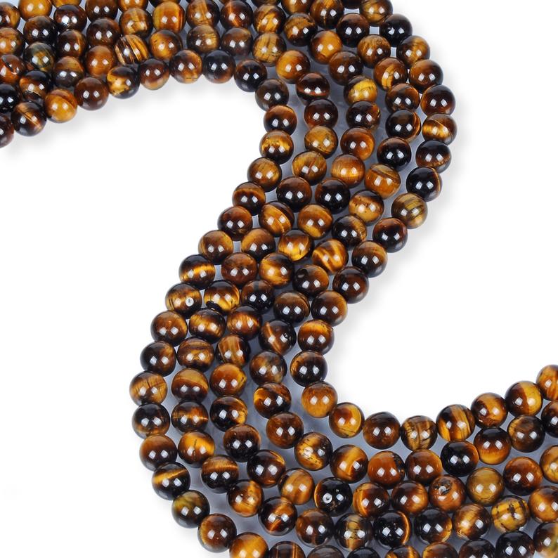 Natural Tiger Eye Beads, Tiger Eye Smooth Round Shape Beads, 8 mm Tiger Eye Beads