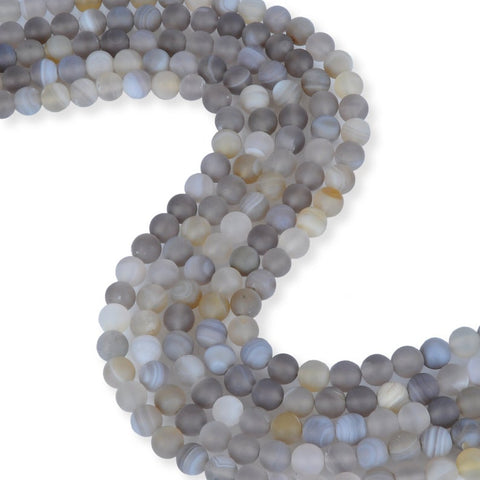 Natural Sand Finish Grey Agate Beads, Agate 8 mm Beads, Round Shape Agate Smooth Beads