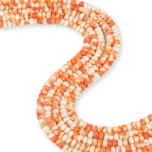 Rain Jasper Roundelle Beads, Orange White Rain Jasper 6 mm Full Strand Beads