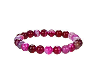 Natural Stripped Agate Beaded Bracelet, Round 8 mm Agate Beaded Bracelet