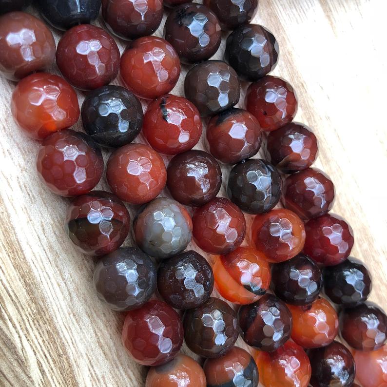 Natural Red and Black Agate Smooth Beads, Agate 10 mm Round Shape Beads