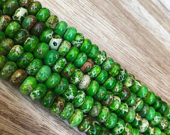 Natural Green Imperial Jasper Beads, Imperial Jasper 8 mm Tube Shape Beads