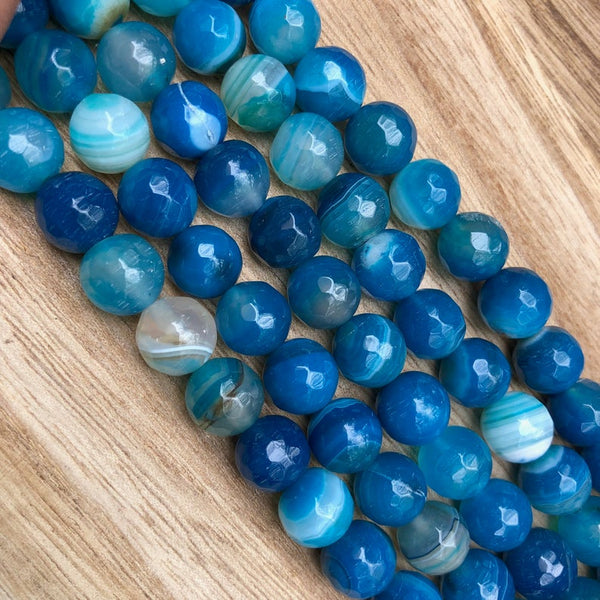 10mm Blue Peacock Druzy Agate Beads, Natural Stone + Iridescent Finish