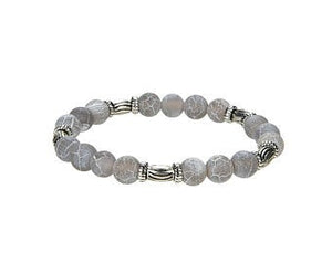 Natural  Frosted Agate Beaded Bracelet With Metal, Round Shape 8 mm Agate Beaded Bracelet