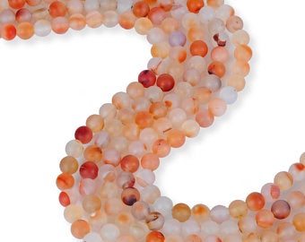 Natural Frosted Multi-Color Agate Beads, Agate Round Shape Beads, 8 mm Agate Smooth Beads