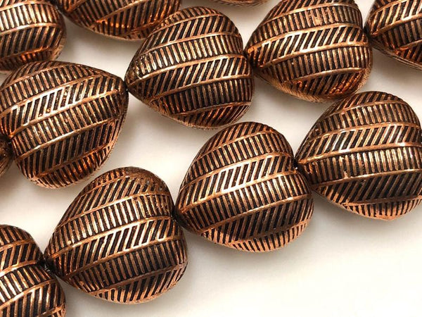 Handmade Solid Copper Bali Style Spacer Beads, Copper Heart Shape Beads 25 Pcs