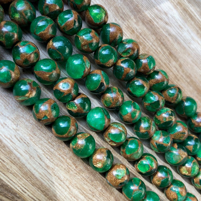 Green Spripe Agate Beads, Spripe Agate Round 8 mm Full Strand Beads