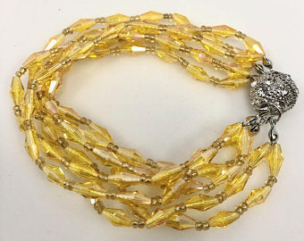 Crystal Glass Beaded Bracelet, Multi Strand Rhinestone Beaded Bracelet, Magnetic Clasp Bracelet