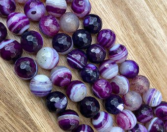 Natural Multi-Color Agate Beads, Agate 10 mm Faceted Round Shape Beads