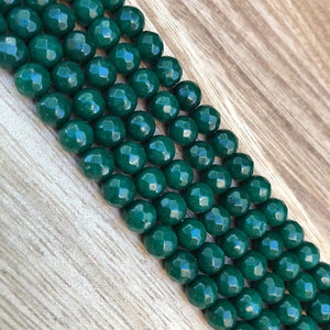 Emerald Jade Round Beads, Emerald Faceted Round 6 mm Beads