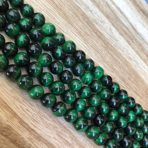 Natural Green Tiger Eye Beads, Tiger Eye 8mm Beads, Green Tiger Eye Round Stone Beads