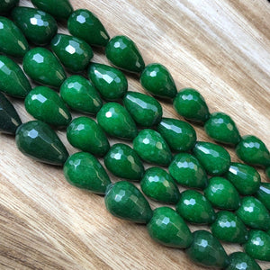 Natural Emerald Jade Beads, Emerald Jade 10x14 mm Drops Shape Beads